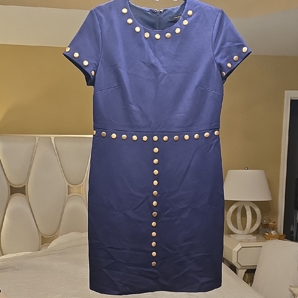 Cynthia Steffe Navy Mini Dress with Gold Studs - Picture 1 of 13